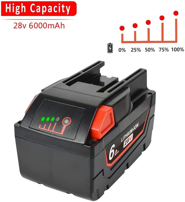 28V 6000mAh Slide Pack μπαταρία συμβατή με το Milwaukee Cordless Power Tools συμβατή με την αντικατάσταση του Milwaukee