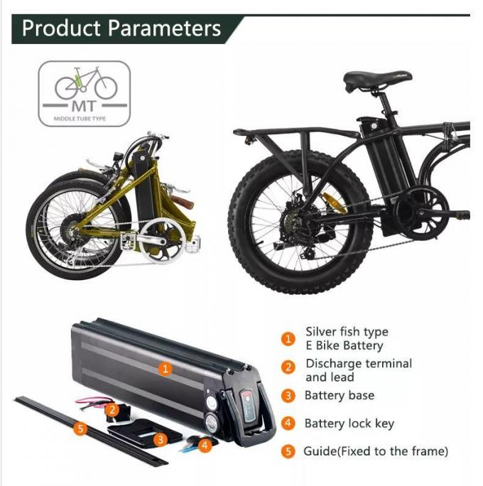 36V 10ah Silver Fish Type E Bike Battery 18650 Λίθιο Battery Suitable for 250W 350W Electric Bicycle Electric Bicycle Akku Fur Elektrofahrrader Fiets Accu