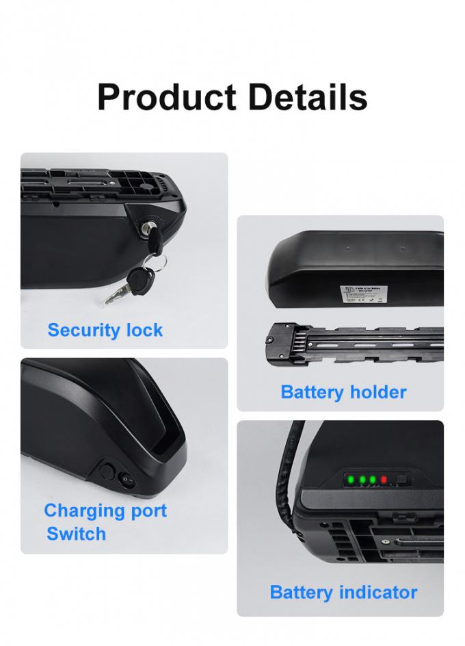 Long Endurance LG 18650 Cells Hailong Κάτω σωλήνας Case 36V 48V 30A E-Bike Battery with Built-in BMS